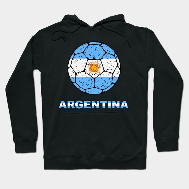 Argentina Soccer- Argentinian Football Distressed Soccer Ball Hoodie by jackofdreams22